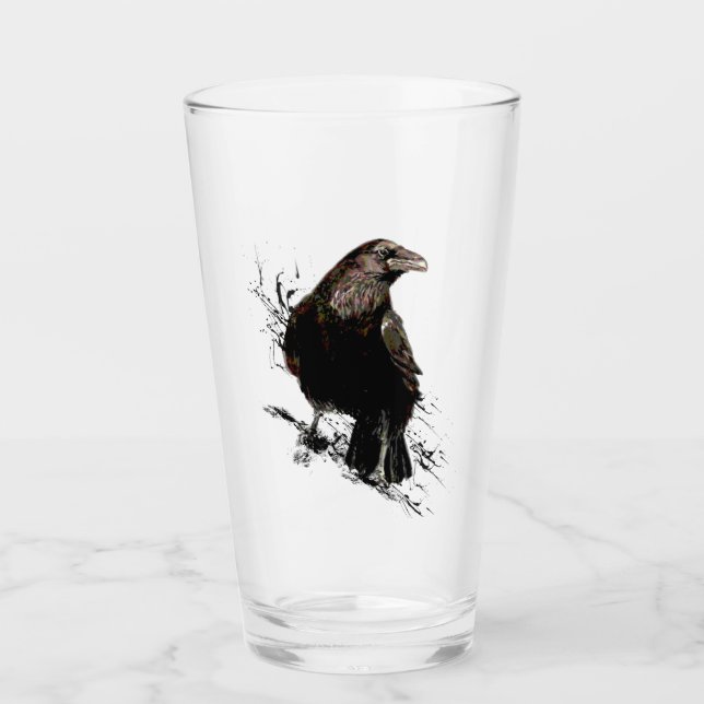 Verre Aquarelle Corbeau Oiseau Art animal (Devant)