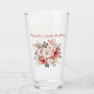 Verre Aquarelle couleur crème rouge rose Floral 100e ann
