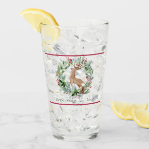 Verre Aquarelle couronne de Noël avec cerf sur mesure Va