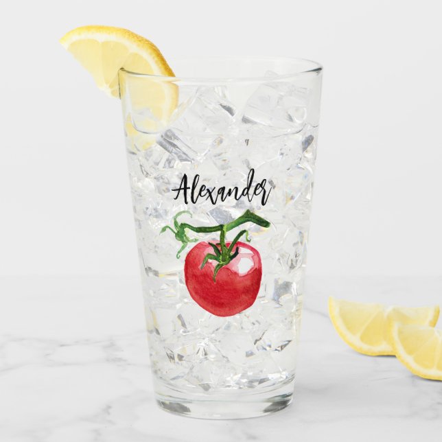 Verre Aquarelle de tomate (Devant glace)