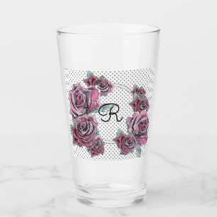 Verre Aquarelle rose rouge points femmes Tumbler initial