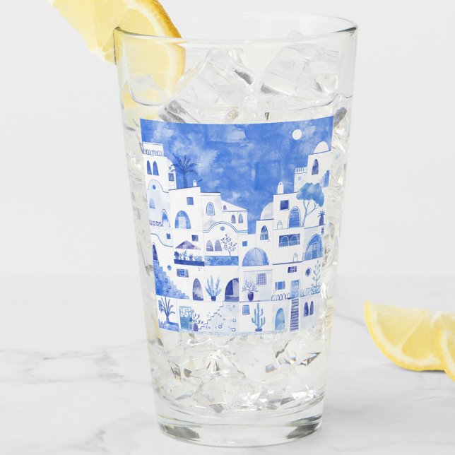 Verre Aquarelle Santorin Grèce (Créateur téléchargé)