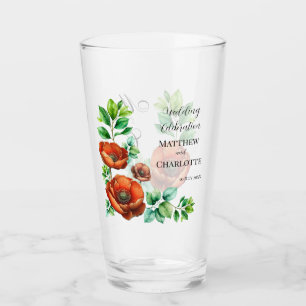 Verre Aquarelle Sublime Rouge Poppies en style Vintage