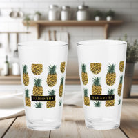 Aquarelle tropicale Motif ananas avec nom