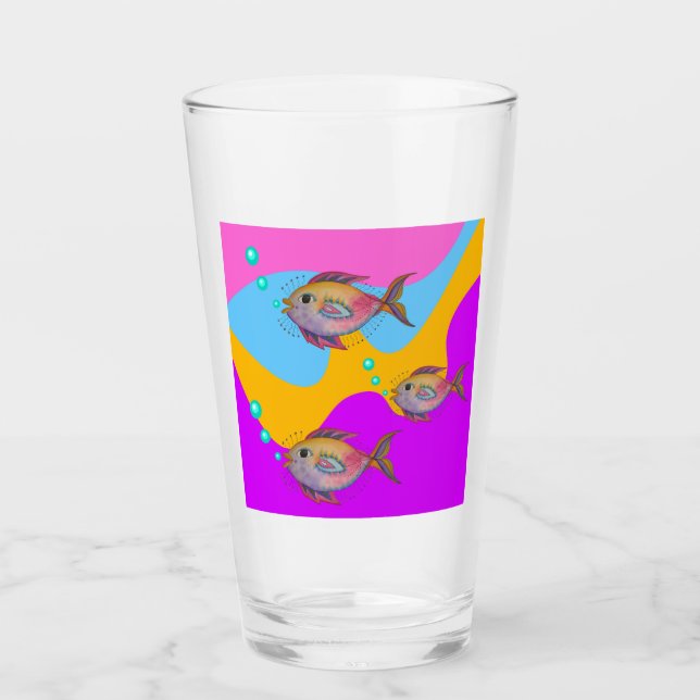 Verre Aquarelle tropicale Poisson (Devant)