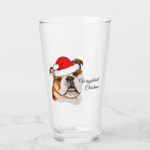 Verre Art Brown de Noël English Bulldog Wigglebutt