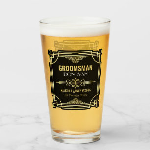 Verre Art Déco Mariage Groomsman Gold Black Favor années
