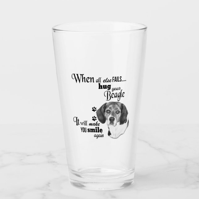 Verre Art moderne Beagle slogan de race de chien mignon (Devant)