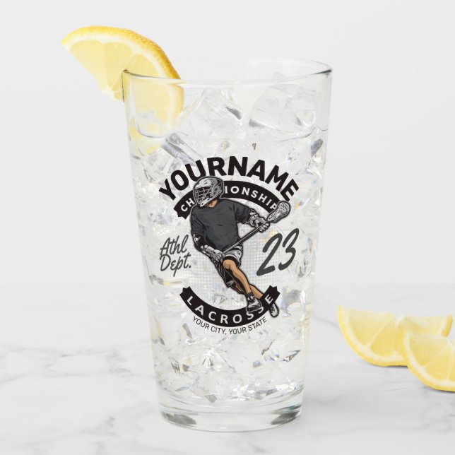 Verre Attaque de l'équipe sportive du joueur de crosse p (Devant glace)