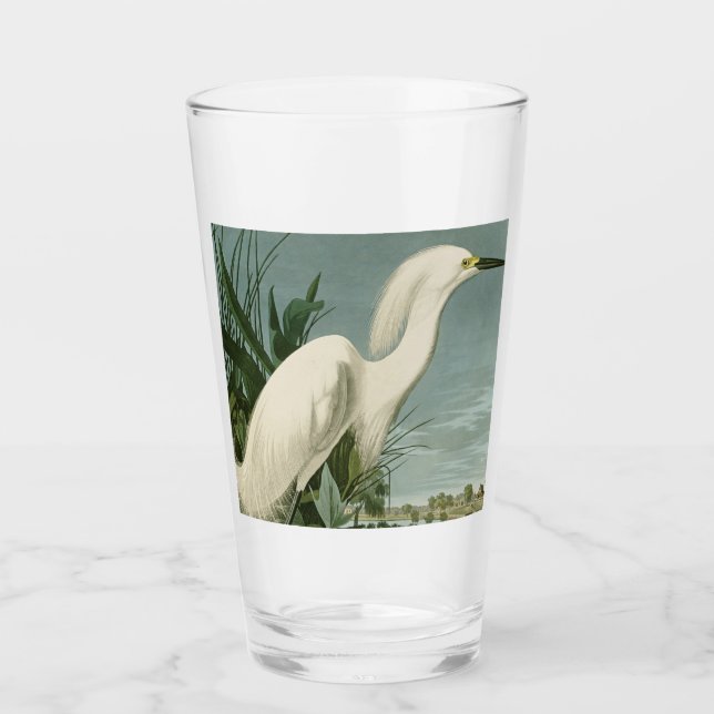 Verre Audubon Héron de neige Oiseaux d'aigrettes blanche (Devant)