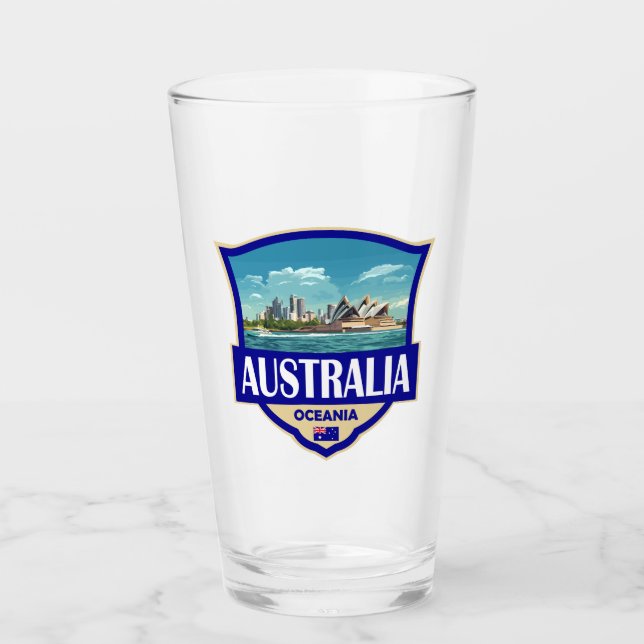 Verre Australia Illustration Retro Badge (Devant)