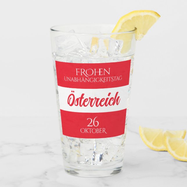 Verre Autriche Fête de l'Indépendance drapeau national a (Dos glace)