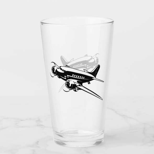 Verre Avion rétro de dessin (Devant)