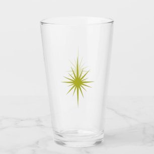 Verre Avocado Green Starburst Retro Midsiècle