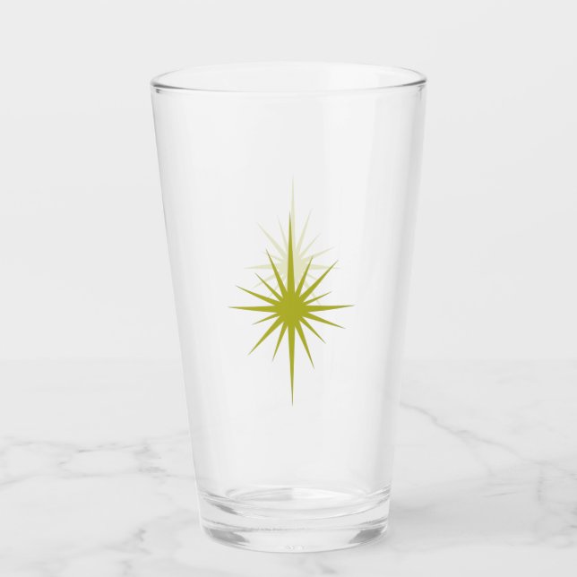 Verre Avocado Green Starburst Retro Midsiècle (Devant)