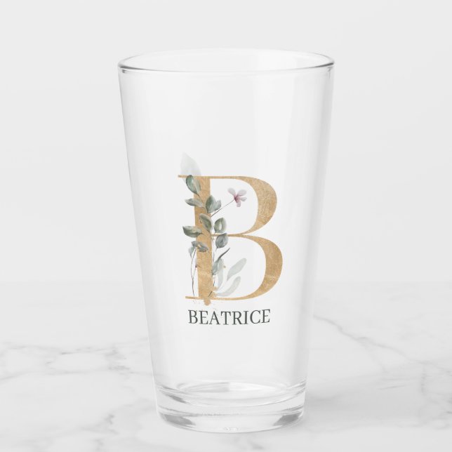 Verre B Monogramme Floral Personnalisé (Devant)