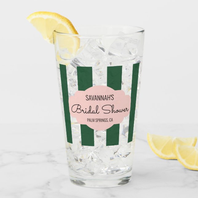 Verre Baby Shower Rose et Vert de Beverly Hills (Devant glace)