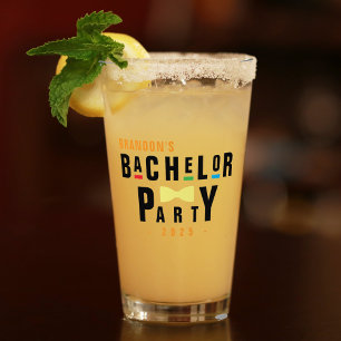 Verre Bachelor Bowtie colorée des années 90