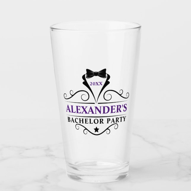 Verre Bachelor Party Cravate noire violet ou choisir la  (Devant)