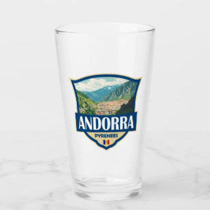 Verre Badge rétro illustrant Andorre