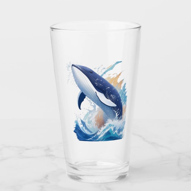 Verre baleine majestueuse en style peinture. (Devant)