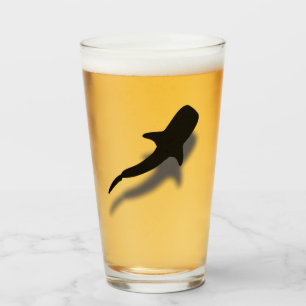Verre Baleine silhouette requin avec plage de l'ombre