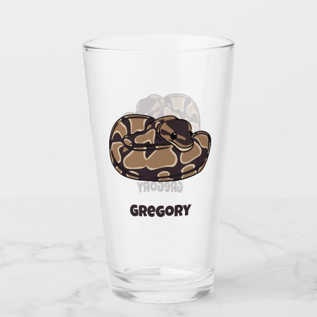 Verre Ball Python Snake, Brown et Tan Personnalisé (Devant)