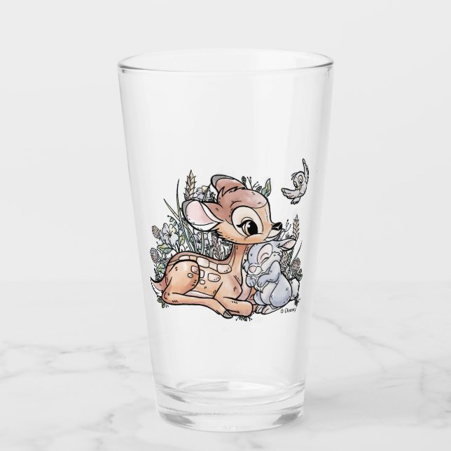 Verre Bambi & Thumper Assis Dans Les Fleurs (Devant)