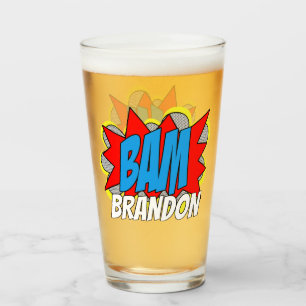 Verre Bande dessinée vintage de style Pop Art BAM! cool 