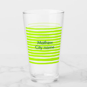 Verre Bandes rétro jaune vert néon ajoutent nom lieu de 
