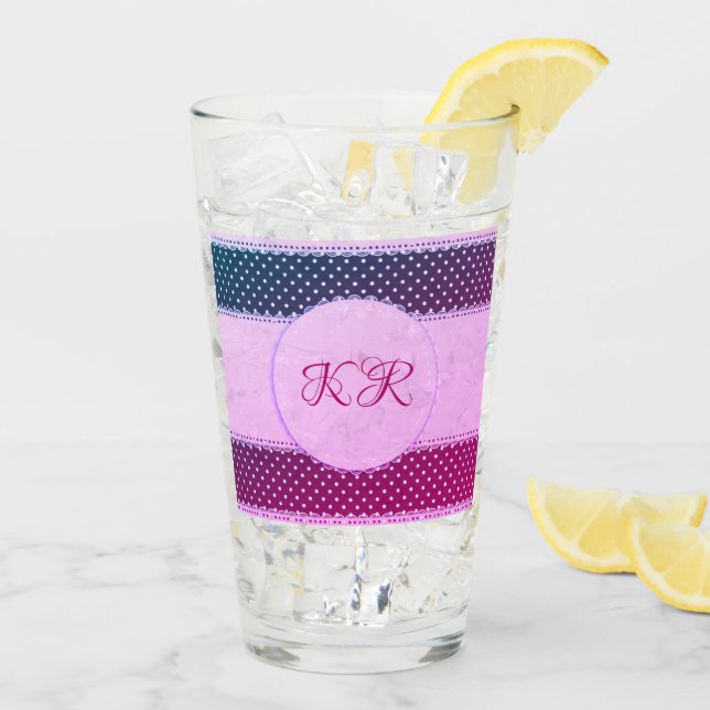 Verre Bannière à pointes mignonne rose rose violet poule (Dos glace)