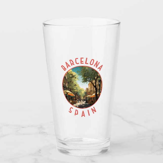 Verre Barcelone Espagne La Rambla Retro Cercle désorgani (Devant)