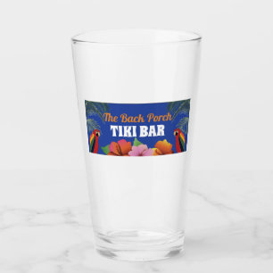 Verre Barre Tiki avec nom, Perroquets, Hibiscus