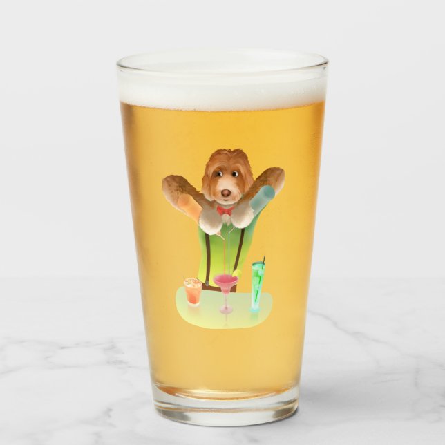 Verre Bartending Dog in Retro Bar (Devant (rempli))