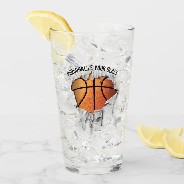Verre Basket-ball déchiré (Personnalisé) (Devant glace)