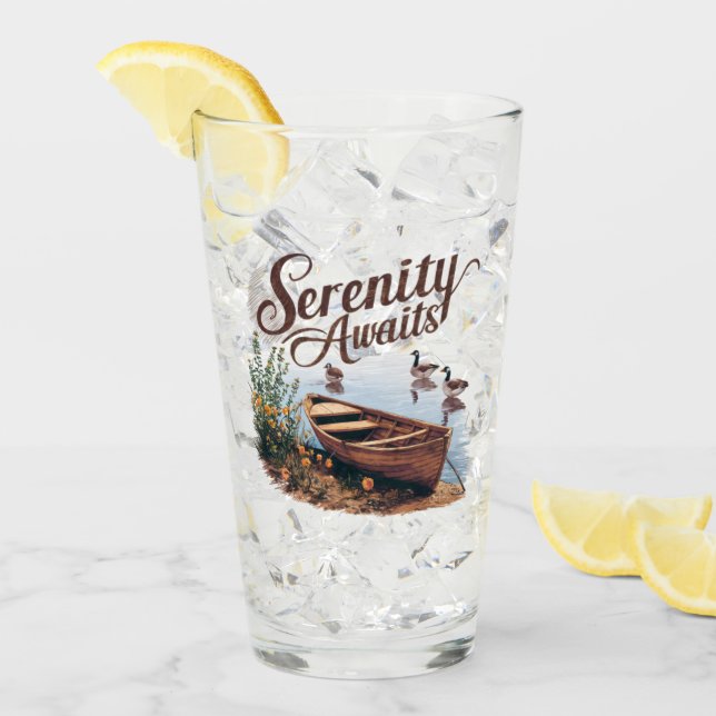 Verre Bateau du lac Serene avec oies et Fleurs sauvages (Devant glace)