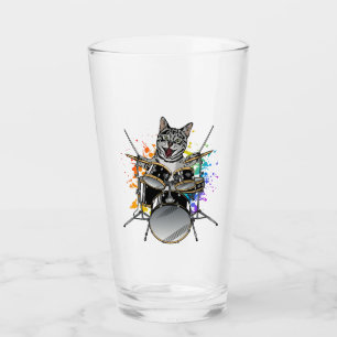 Verre Batteur À Chat Jouer Des Tambons Boire