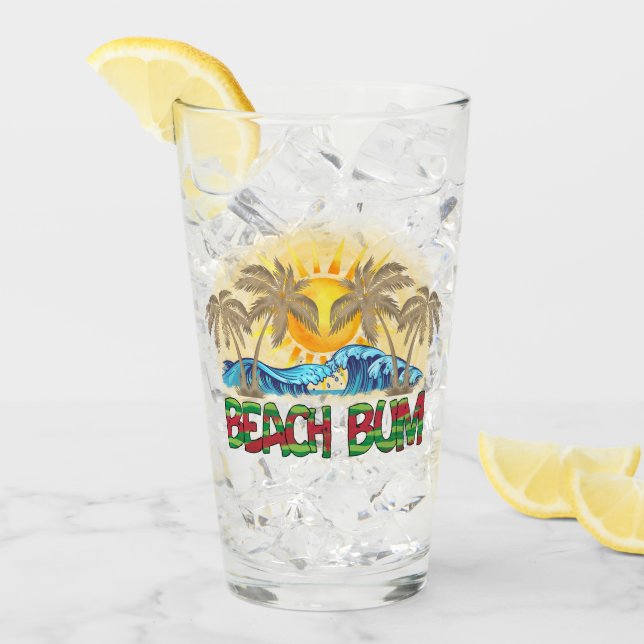 Verre Beach Bum | Watermelon, Ocean Waves et soleil trop (Devant glace)