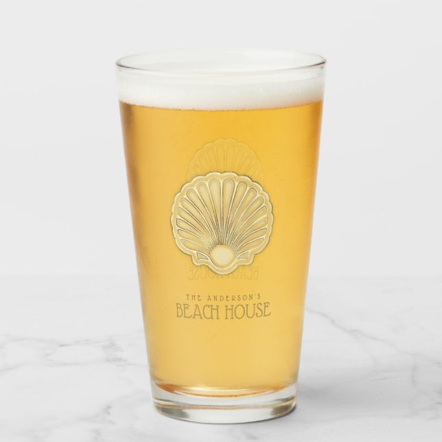 Verre Beach House Clam Shell Gold ID623 (Devant (rempli))