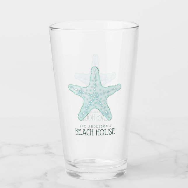 Verre Beach House Starfish Aqua Blue ID623 (Devant)