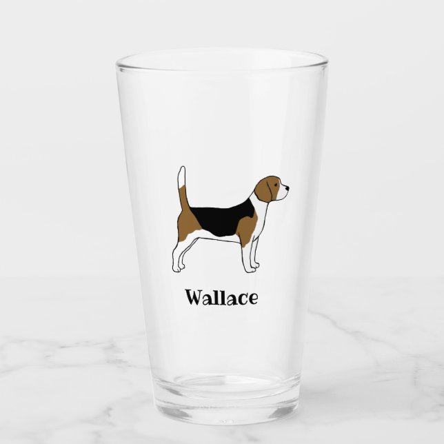 Verre Beagle avec l'amoureux des chiens fait sur (Devant)