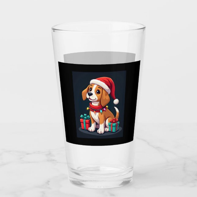 Verre Beagle Xmas Éclairage Père Noël Beagle Chien Noël  (Devant)