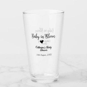 Verre Bébé en fleurs baby shower simple cœur noir date