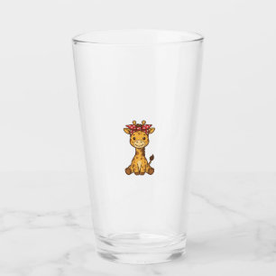 Verre Bébé girafe mignon avec noeud papillon design vect