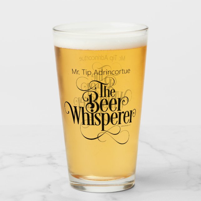 Verre Beer Whisperer (personnalisé) (Devant (rempli))