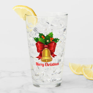 Verre Bell de Noël et ruban rouge personnalisé