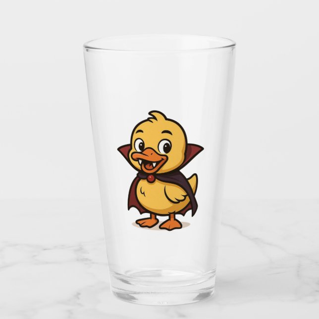 Verre Belle caricature canard d'Halloween vampire (Devant)