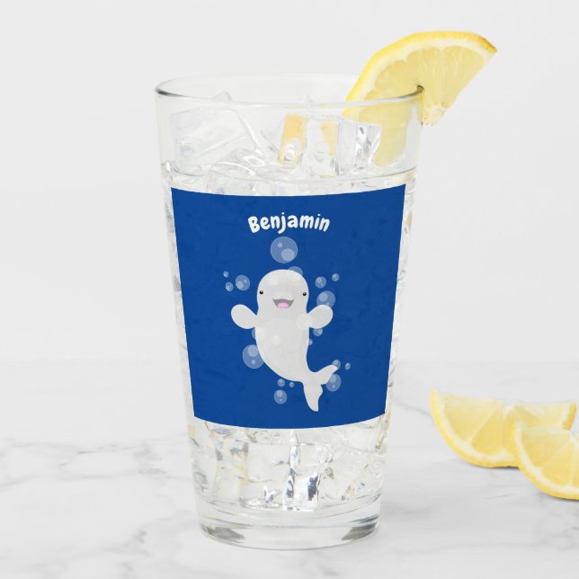 Verre Béluga mignon bulles dessin de dessin animé (Dos glace)