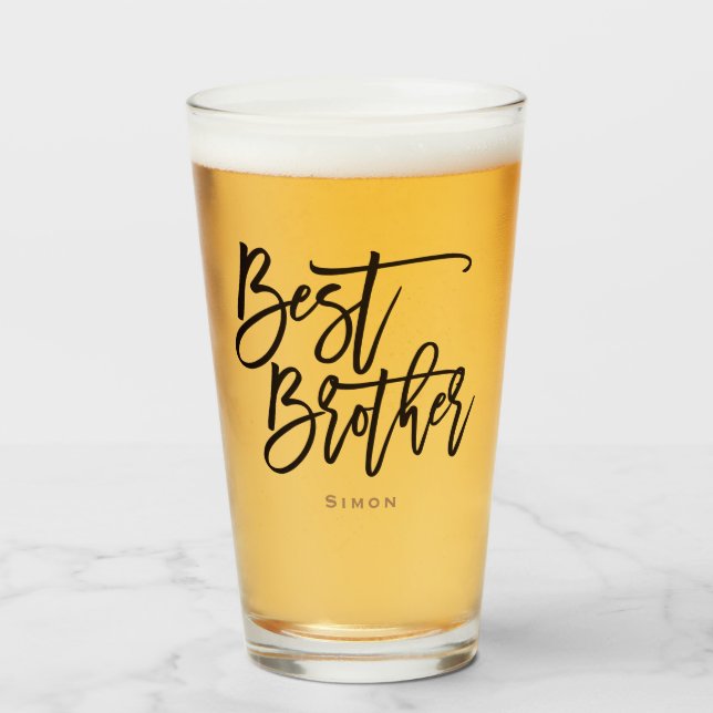 Verre Best Brother Gift Black script nom de typographie (Devant (rempli))