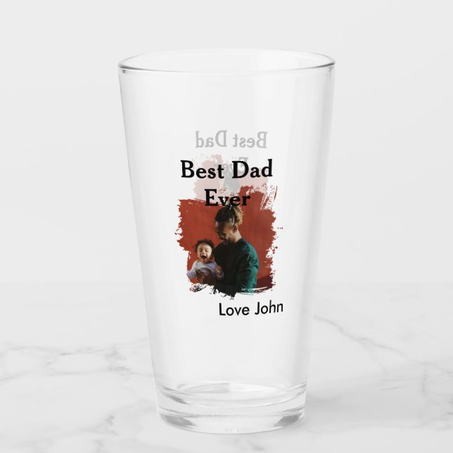 Verre Best dad ever father's dad gift photo name simple  (Devant)